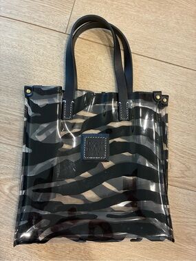 Vintage Y2K Dooney & Bourke Small Transparent Clear Vinyl Tote Bag Zebra